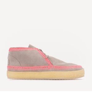 SOLD - laidback london • Shenje Crochet Lace up Boots Fossil Suede Neon Pink